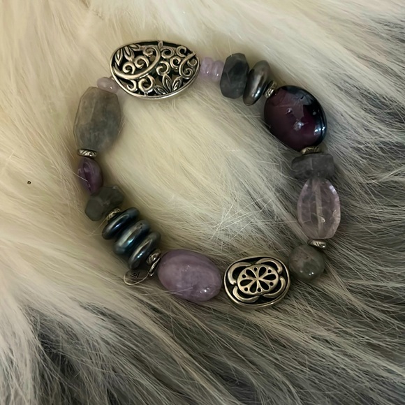 SILPADA amethyst stretchy sterling silver bracelet main image 1